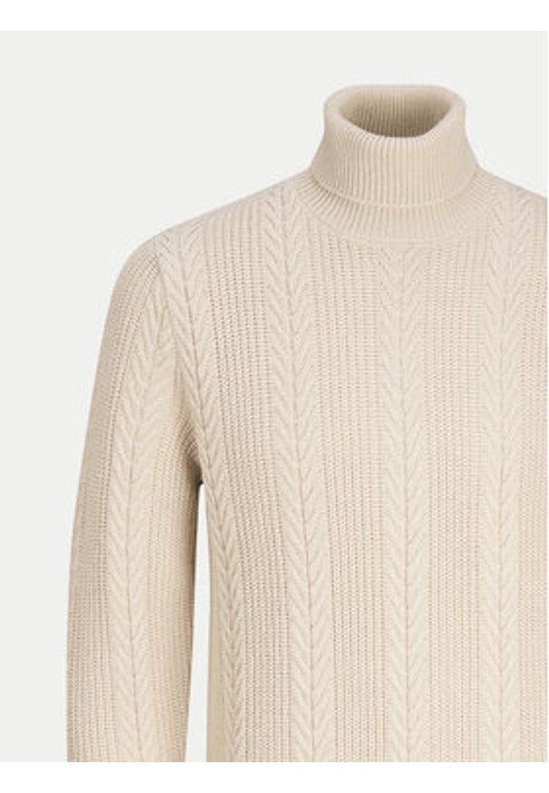 Jack & Jones Golf 12261441 Beżowy Regular Fit. Typ kołnierza: golf. Kolor: beżowy. Materiał: bawełna, syntetyk