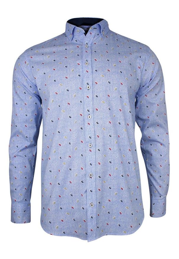 Niebieska elegancka koszula Rigon paisley, do pracy