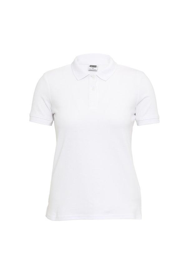 Damska koszulka polo Urban Classics. Typ kołnierza: polo. Kolor: biały. Materiał: bawełna, tkanina. Styl: elegancki