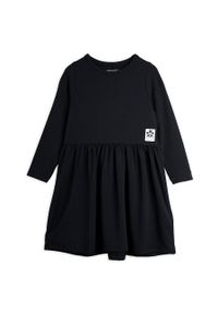 Mini Rodini sukienka dziecięca kolor czarny mini rozkloszowana. Kolor: czarny. Materiał: włókno, dzianina, lyocell. Długość rękawa: długi rękaw. Typ sukienki: rozkloszowane. Długość: mini #1