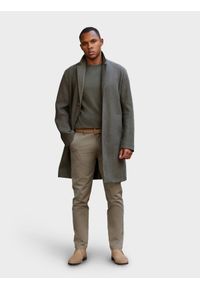 Ombre Clothing - Jednorzędowy płaszcz męski bez podszewki – szarozielony V6 - Rozmiar: L. Kolor: szary. Materiał: poliester, materiał. Wzór: melanż. Styl: elegancki #5