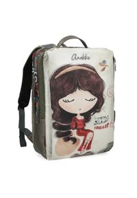 Plecak damski Anekke, wykonany z materiału tekstylnego z dekoracyjnym nadrukiem zamykany na zamek, kolorowy, 42575-001. Materiał: materiał. Wzór: kolorowy, nadruk. Styl: casual, elegancki #4