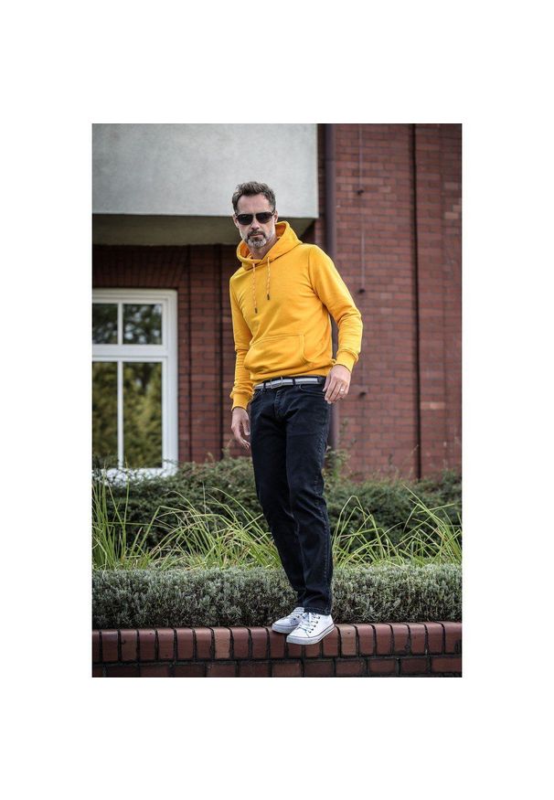 Pako Jeans - Bluza Kangurka Żółta z Kapturem, Męska -PAKO JEANS. Typ kołnierza: kaptur. Kolor: złoty, wielokolorowy, żółty. Materiał: elastan, poliester, bawełna. Styl: klasyczny