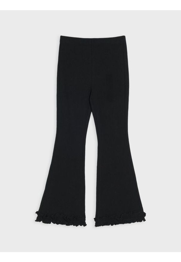 Sinsay - Spodnie dzwony z ozdobnymi falbanami - czarny. Kolor: czarny
