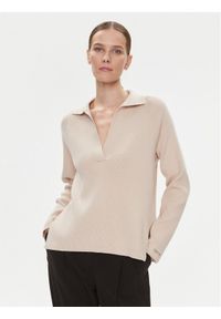 Calvin Klein Sweter Essential K20K206019 Beżowy Relaxed Fit. Kolor: beżowy. Materiał: bawełna, syntetyk