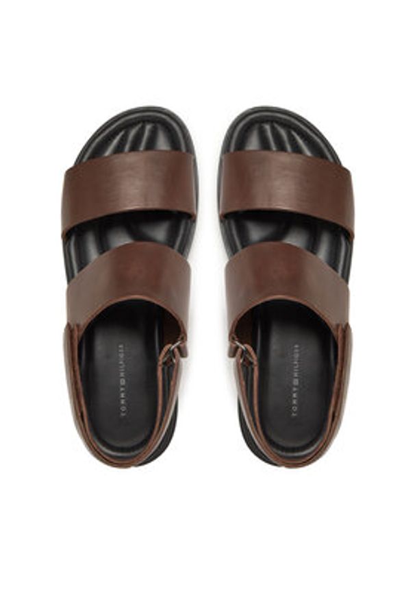 TOMMY HILFIGER - Tommy Hilfiger Sandały Premium Hilfiger Strappy Lh Sand FM0FM05356 Brązowy. Kolor: brązowy. Materiał: skóra