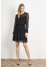 Wow Point - Transparentna Rozkloszowana Czarna Sukienka. Kolor: czarny. Materiał: poliamid