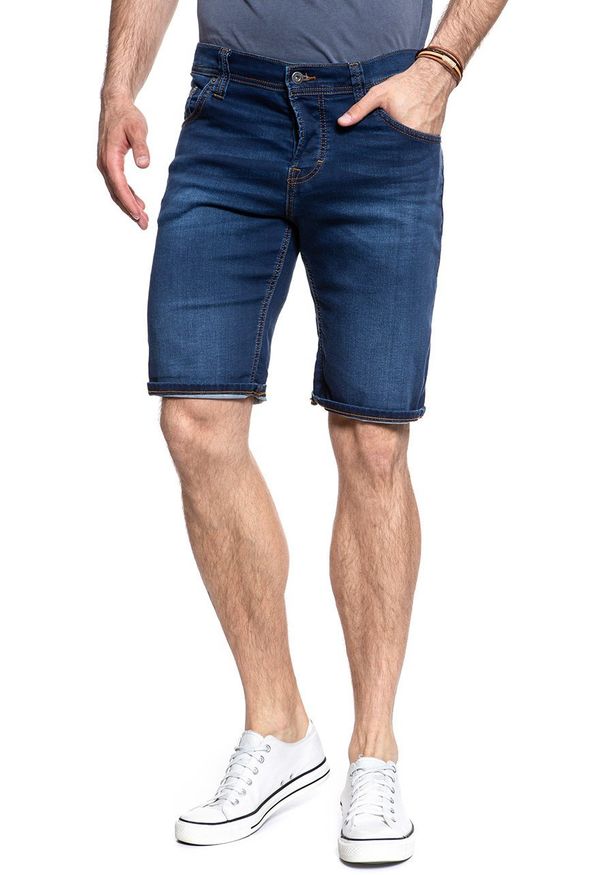 Mustang - SPODENKI MUSTANG Chicago Short DENIM BLUE 1007765 5000 682. Materiał: denim