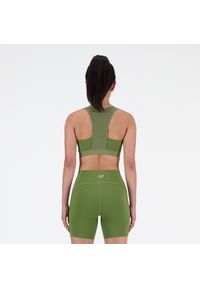 Biustonosz New Balance WB41046DEK – zielony. Kolor: zielony. Materiał: poliester, elastan, tkanina, materiał, skóra. Rodzaj stanika: wyciągane miseczki. Wzór: gładki. Sport: fitness #4