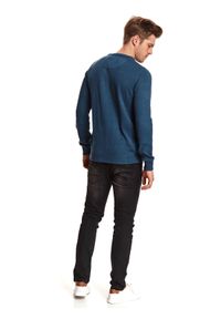 TOP SECRET - Sweter z mikołajem. Okazja: na co dzień. Kolor: niebieski. Materiał: dzianina. Długość: długie. Wzór: nadruk. Sezon: zima. Styl: casual #3