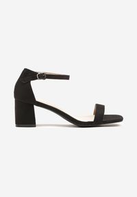 Born2be - Czarne Sandały Vices na Słupkowym Obcasie z Kwadratowym Noskiem Galonea. Okazja: na co dzień. Kolor: czarny. Obcas: na obcasie. Styl: casual, elegancki. Wysokość obcasa: średni #5