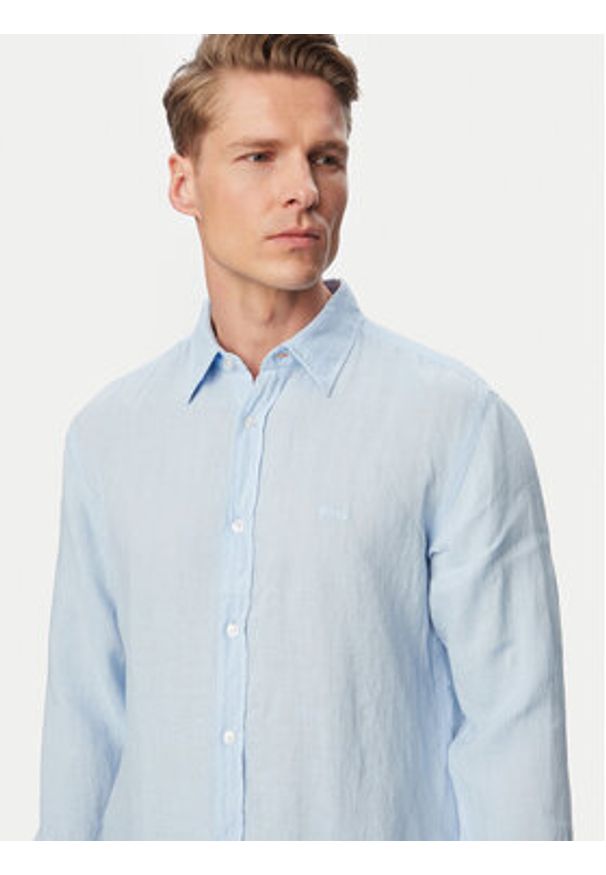 BOSS Koszula Relegant 50567579 Niebieski Regular Fit. Kolor: niebieski. Materiał: len