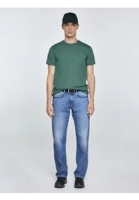 Big-Star - Koszulka męska z kieszonką zielona Carbon 304. Kolor: zielony. Materiał: jeans, bawełna, materiał. Wzór: aplikacja