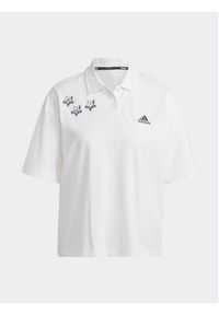 Adidas - adidas Polo Scribble Embroidery IA3160 Biały Loose Fit. Typ kołnierza: polo. Kolor: biały. Materiał: bawełna #6