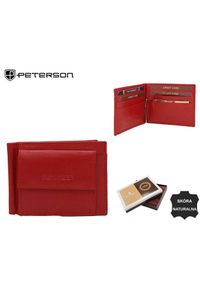 Portfel skórzany Peterson PTN RD-250-GCL czerwony. Kolor: czerwony. Materiał: skóra