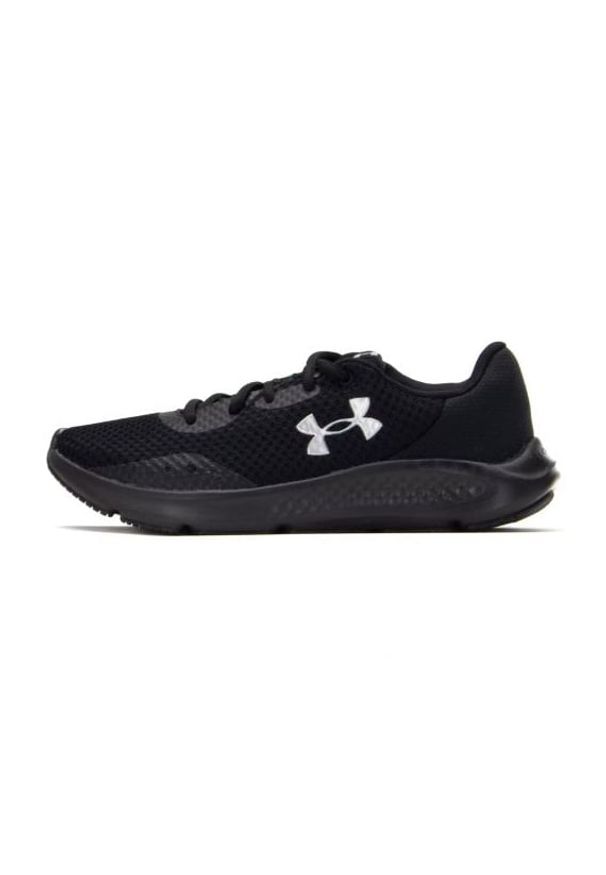 Buty Under Armour Charged Pursuit 3 W 3024889-003 czarne. Okazja: na co dzień. Wysokość cholewki: przed kostkę. Kolor: czarny. Materiał: materiał, guma. Szerokość cholewki: normalna. Sport: fitness