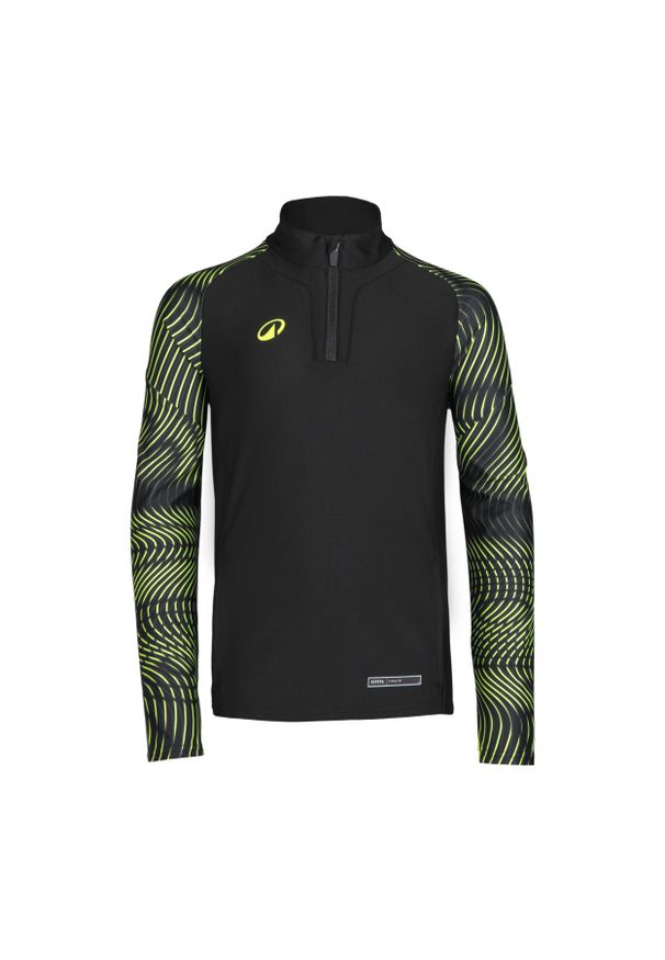 KIPSTA - Bluza piłkarska na krótki suwak dla dzieci Kipsta Viralto Wavy Club. Kolor: czarny. Materiał: materiał, poliester, elastan. Długość: krótkie. Sport: piłka nożna