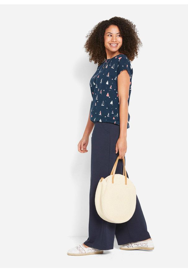 bonprix - Swobodny shirt, krótki rękaw. Kolor: niebieski. Długość rękawa: krótki rękaw. Długość: krótkie