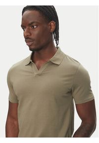 Lindbergh Polo 30-404036 Khaki Slim Fit. Typ kołnierza: polo. Kolor: brązowy. Materiał: bawełna