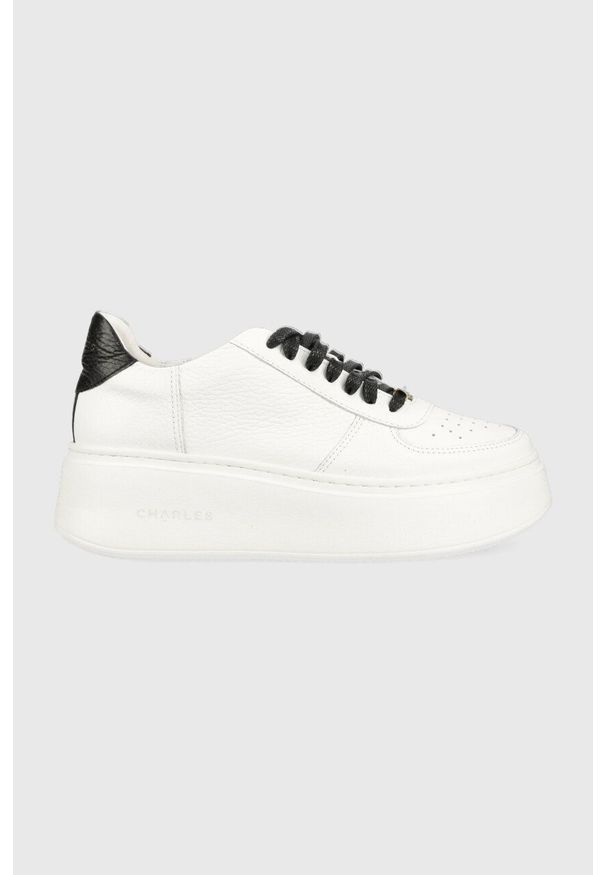 Charles Footwear sneakersy skórzane Zara.Sneaker kolor biały Zara. Nosek buta: okrągły. Zapięcie: sznurówki. Kolor: biały. Materiał: skóra. Obcas: na platformie