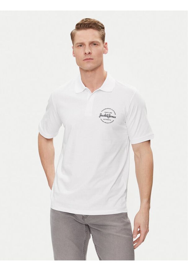 Jack & Jones - Jack&Jones Polo Forest 12248621 Biały Standard Fit. Typ kołnierza: polo. Kolor: biały. Materiał: bawełna