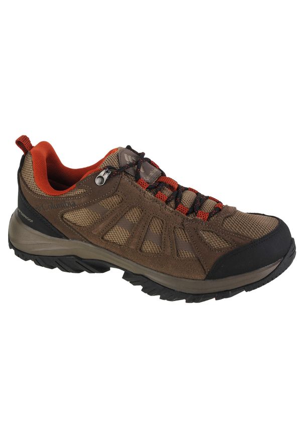 columbia - Buty trekkingowe męskie, Columbia Redmond III WP. Zapięcie: sznurówki. Kolor: czerwony, wielokolorowy, brązowy. Materiał: guma, skóra, tkanina, materiał, syntetyk. Szerokość cholewki: normalna
