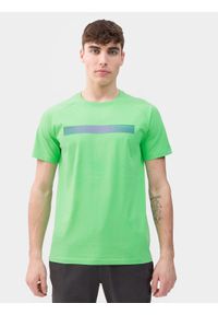 4f - T-shirt regular z nadrukiem męski. Kolor: zielony. Materiał: bawełna. Wzór: nadruk #1