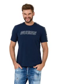 Guess - GUESS Granatowy t-shirt Arlo Cn. Kolor: niebieski #7