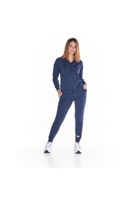 LEONE 1947 APPAREL - Podstawowy damski dres „Welcome Back” z kapturem i zamkiem błyskawicznym.. Kolor: niebieski. Materiał: dresówka. Sport: fitness