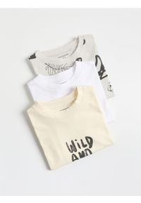 Reserved - Bawełniany t-shirt 3 pack - jasnoszary. Kolor: szary. Materiał: bawełna