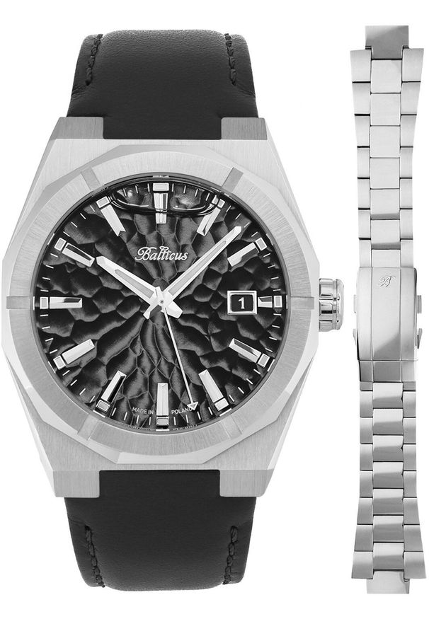 BALTICUS - Zegarek męski Balticus BLT-BALSDHDBLA-P czarny. Kolor: czarny