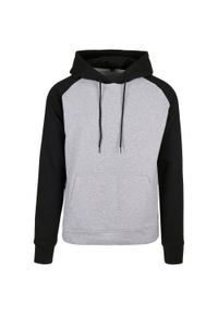 BUILD YOUR BRAND - Męska Kontrastowa Bluza Z Kapturem. Typ kołnierza: kaptur. Kolor: wielokolorowy, czarny, szary