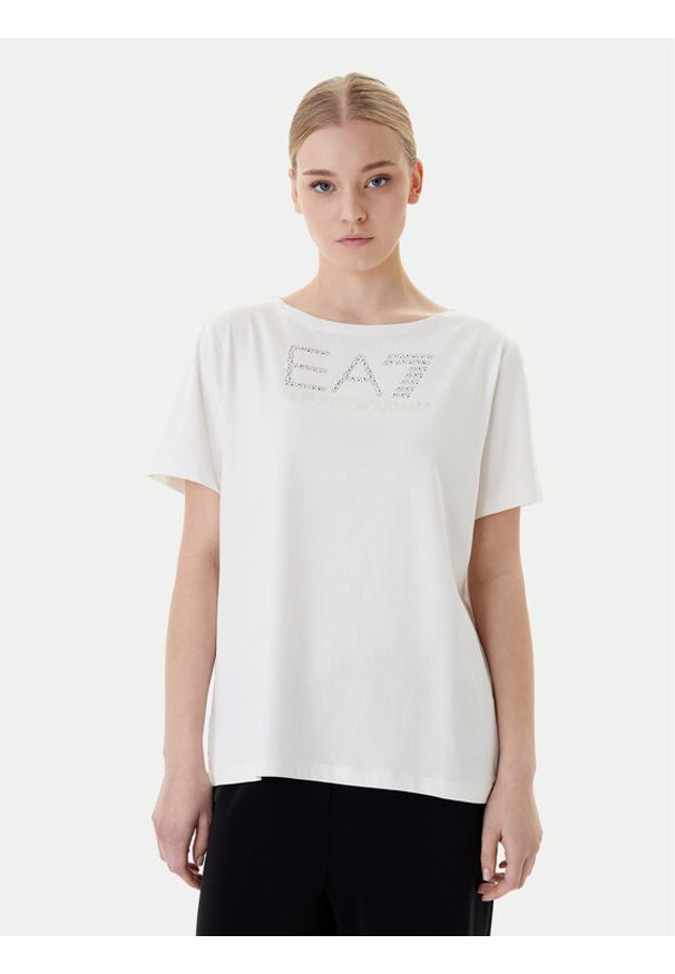 EA7 Emporio Armani T-Shirt 7W001098 AF14880 U1142 Biały Slim Fit. Kolor: biały. Materiał: bawełna