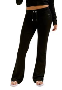 Juicy Couture - JUICY COUTURE Czarne damskie spodnie dresowe Single Jersey Apollo Low Rise, Rozmiar L. Kolor: czarny. Materiał: dresówka, jersey