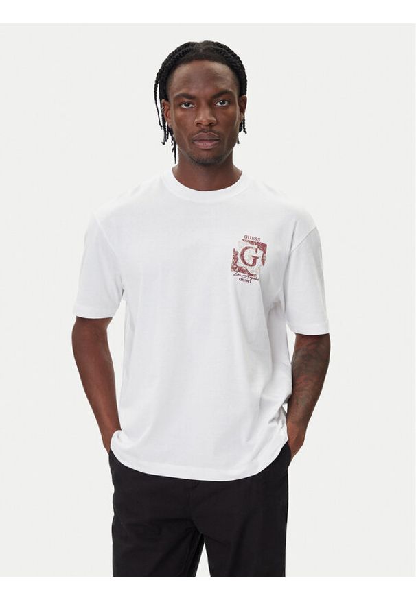 Guess T-Shirt M5BI16 I3Z14 Biały Relaxed Fit. Kolor: biały. Materiał: bawełna