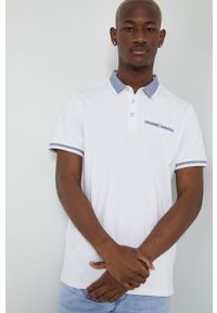 medicine - Medicine polo męskie kolor biały gładkie. Typ kołnierza: polo. Kolor: biały. Długość: krótkie. Wzór: gładki #1