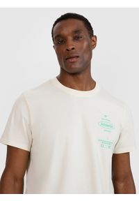 4f - 4F T-shirt regular z nadrukiem męski - biały 3XL. Okazja: na co dzień. Kolor: biały. Materiał: dzianina, bawełna, jersey. Długość rękawa: krótki rękaw. Długość: krótkie. Wzór: nadruk. Styl: klasyczny, sportowy, casual