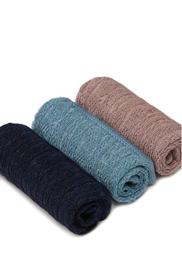 Nine West Zestaw 3 par wysokich skarpet damskich KR_NW_SHINY_Z_SS25 (3 PACK) Kolorowy. Materiał: materiał, bawełna. Wzór: kolorowy