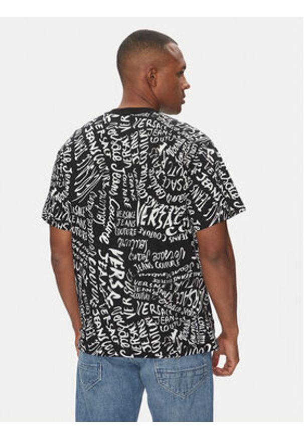 Versace Jeans Couture T-Shirt 78GAH6R0 Czarny Regular Fit. Kolor: czarny. Materiał: bawełna