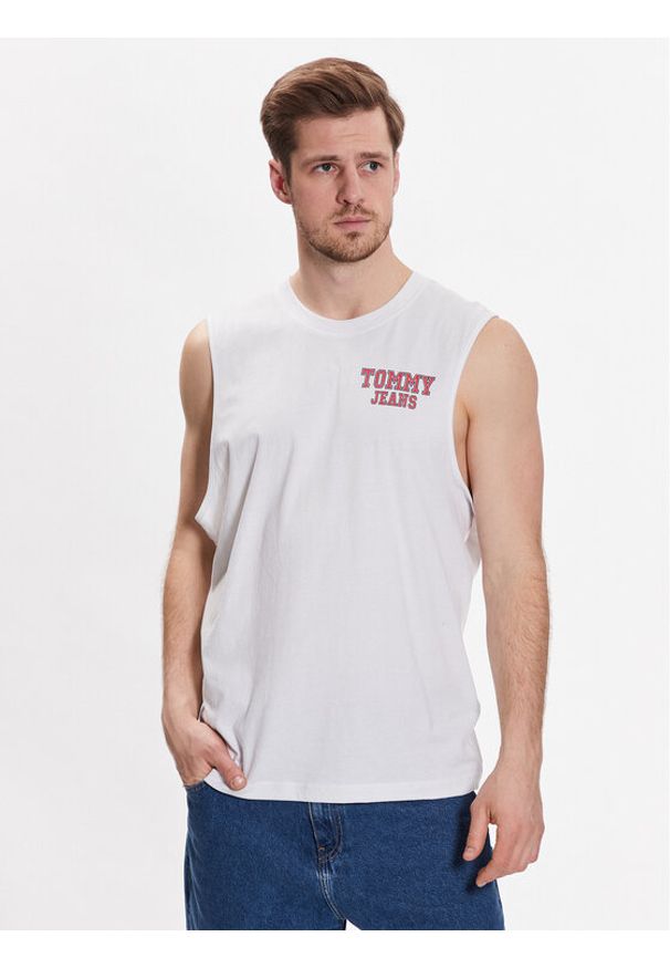 Tommy Jeans Tank top Basketball DM0DM16307 Biały Relaxed Fit. Kolor: biały. Materiał: bawełna