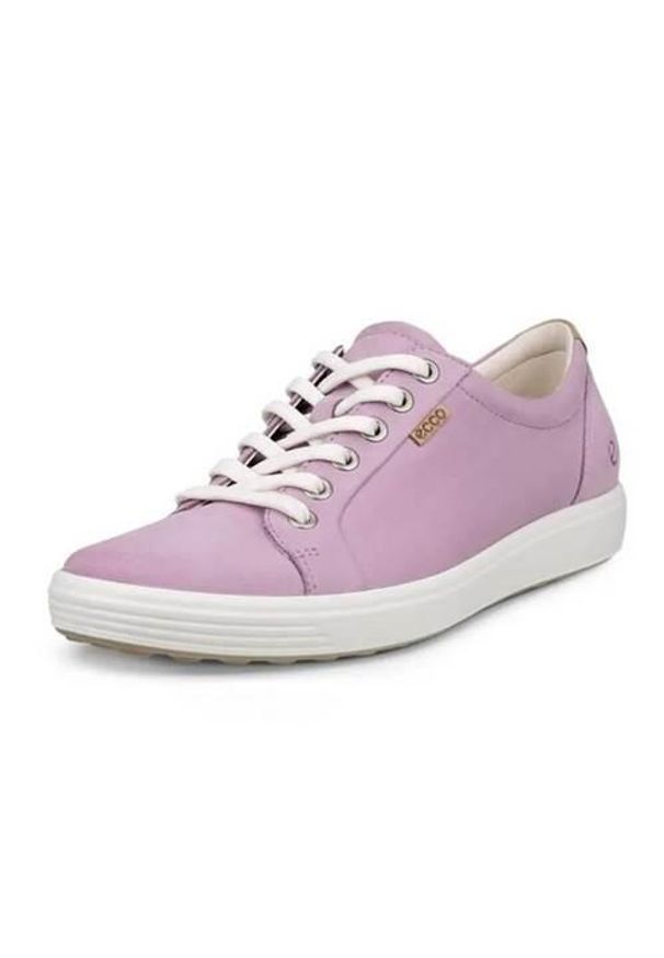 ecco - Buty do chodzenia damskie Ecco Sneaker Soft 7. Kolor: różowy. Materiał: skóra. Szerokość cholewki: normalna. Sport: turystyka piesza