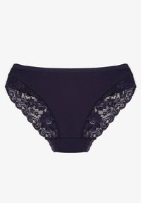 Renee - Granatowe Majtki Figi z Koronkowymi Wstawkami Amiora. Kolor: niebieski. Materiał: koronka. Wzór: koronka #2