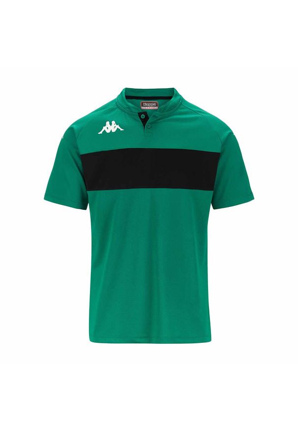 Polo Kappa Dalto. Typ kołnierza: polo. Kolor: wielokolorowy, czarny, zielony. Sport: piłka nożna