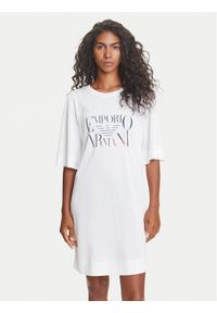 Emporio Armani Sukienka codzienna EW000618 AF12187 U1131 Biały Loose Fit. Okazja: na co dzień. Kolor: biały. Materiał: wiskoza. Typ sukienki: proste. Styl: casual