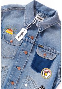 Wrangler - DAMSKI BEZRĘKAWNIK JEANSOWY WRANGLER RETRO VEST WOODSTOK W414GF129. Materiał: jeans. Długość rękawa: bez rękawów. Wzór: aplikacja. Styl: retro #5