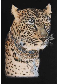Guess - GUESS Czarny damski T-shirt Leopard Jewel Easy Tee, Rozmiar S. Kolor: czarny