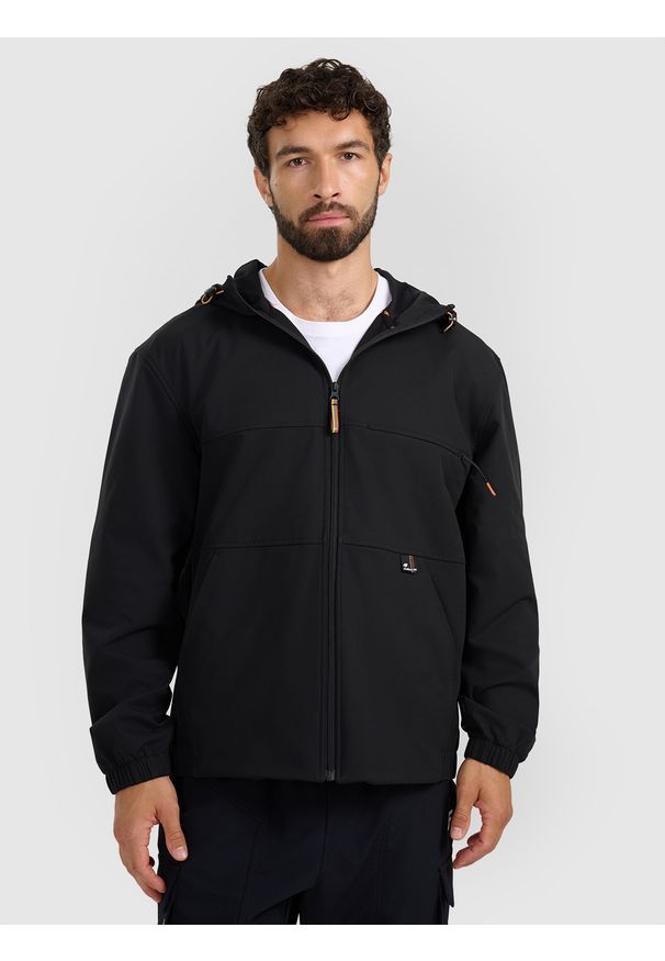 4f - 4F Kurtka przejściowa męska - czarna L. Okazja: na spacer, na co dzień. Typ kołnierza: kaptur. Kolor: czarny. Styl: casual
