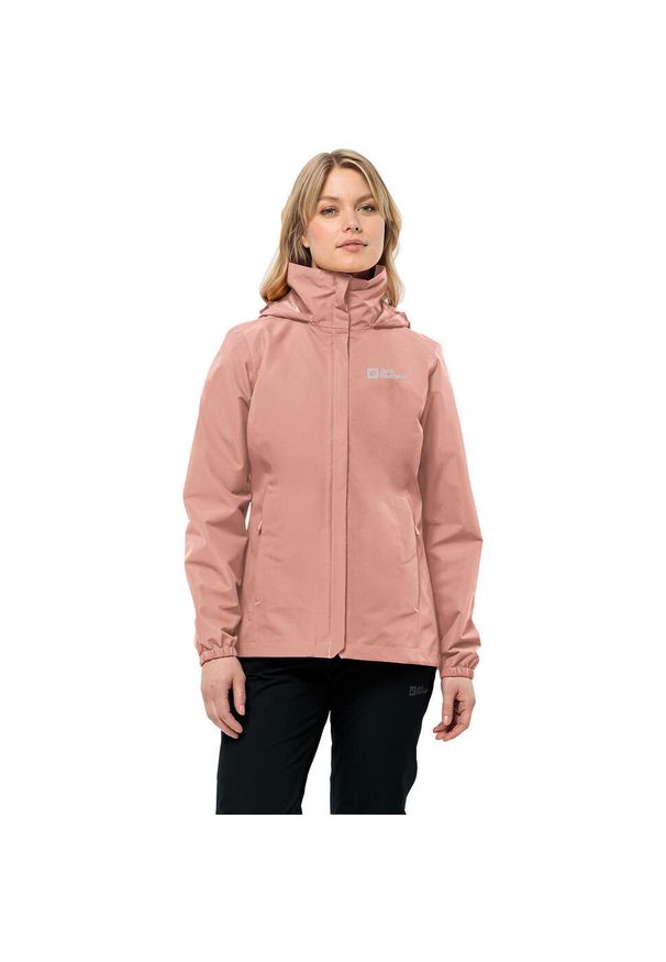 Kurtka w góry damska Jack Wolfskin 11112022919. Typ kołnierza: kaptur. Kolor: pomarańczowy, różowy, wielokolorowy, żółty. Materiał: syntetyk. Sport: wspinaczka