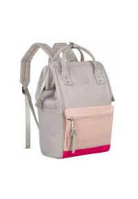 Plecak damski LuluCastagnette szaro-różowy [DH] NYA. Kolor: różowy, szary, wielokolorowy. Materiał: tkanina. Styl: sportowy