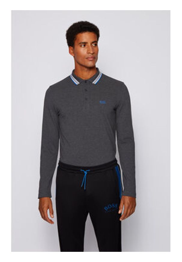 BOSS - Boss Polo Plisy 50272945 Szary Regular Fit. Typ kołnierza: polo. Kolor: szary. Materiał: bawełna